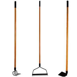 Ashman Various Assorted Garden Rakes (3 Pcs) – 2 Bow Rake, and 1 Garden Hoe – Premium Quality Multipurpose Assorted Shovels with Strong Build.