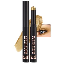 Erinde Shimmer Cream Eyeshadow Stick, Long Lasting Metallic Eye Shadow Sticks, Waterproof Creamy Glitter Eyeshadow Pencil, High Pigmented Blendable Neutral Eye Makeup, 13 Warm Gold Shimmer