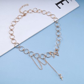 Inilbran Bohemian Open Round Circle Necklace Gold Hollow Butterfly Chain Necklace Vintage Geometric Circle Choker Necklace Boho Star Pendant Necklace Jewellery for Women and Girls