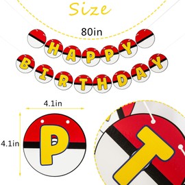 UOREND Cartoon Animation Birthday Banner - Red White Yellow Cartoon Party Banner - Pre-String Animation Birthday Decorations