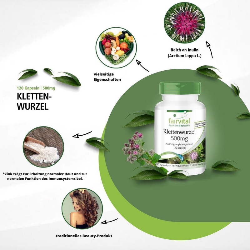 Fairvital Burdock Root 500 mg - Burdock Root + Zinc
