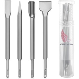 Kit de Cincel SDS Plus 4 Piezas – CRV-40Cr 25 cm para Concreto, Mampostería y Piedra – Incluye Puntero, Plano, Pared Hueca y Pala – Cinceles de Uso con Rotomartillo/Taladro Percutor