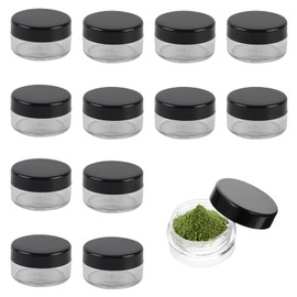 12PCS Travel Pots for Toiletries Black 10Gram/10Ml Jars Sample Pots Small Containers with Lids Mini Travel Pot for Toiletries Clear Round Cosmetic Containers Jars for Travel Makeup