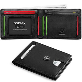 GSOIAX Mens Slim Wallet Rfid Blocking Blue Black - Color: Black