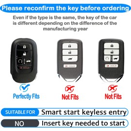 JOYEAR for Honda Keychain with Key Fob Cover Compatible with 2022 2023 2024 Accord Civic HR-V CR-V Pilot Sport SI EX EX-L Touring(Silver-White)