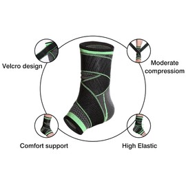 Vivva Ankle Brace for Sprained Ankle Support for Women and Men, Ankle Support Brace with Adjustable Straps for Sprains, Achilles Tendonitis, Weak Ankles, Sports Injuries and Recovery (1 piece) ( L Black)