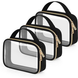 Triko Set de 3 Bolsas de Viaje para Aseo de PVC Aprobada por la TSA, Bolsa de MaquillajeTransparentes, Bolsa de Cosméticos de Viaje, Cosmetiquera de Viaje Compatible con Aeropuerto