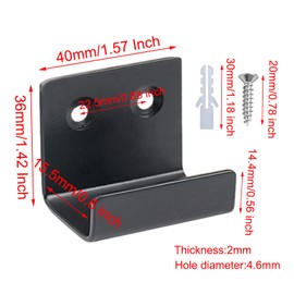 SyiXute Pack of 5 Ceramic Tiles Display Wall Hooks, Stainless Steel Display Wall Hooks, Heavy Duty Hooks, Black Wall Hooks, U Angle Bracket with Fixed Screws for Bathroom and Kitchen Garage