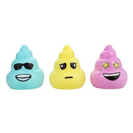 Seasonal COLLECTION TM Easter Eggs Emoji Poop, Jumbo Size, 3 pcs, Assorted Colors and Expressions