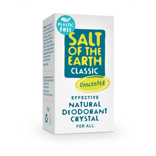 Salt Of The Earth Natural Deodorant Crystal Without Plastic, Odourless, No Perfume, Vegan, Long-Lasting Protection, No Animal Testing - 75 g