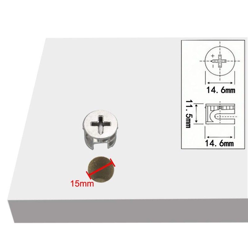 uxcell 10 Pcs Furniture Cam Lock Nut Connectors Fittings 15x12mm