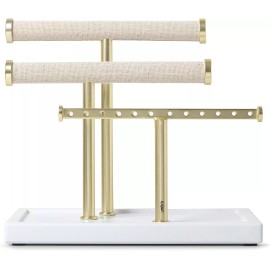 Umbra 3 Tiered Tabletop Organizer for Necklace, Bracelets and Earrings,White