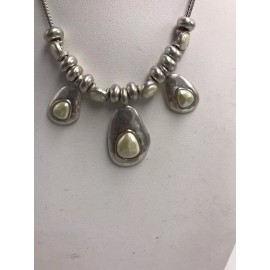 Lucky Brand $45 Lucky Brand Womens Pearl Collar Necklace, Silver,  553A