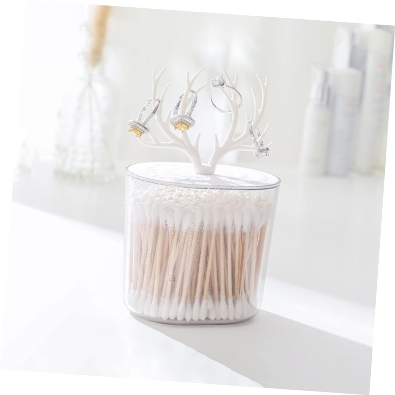 Ciieeo Cotton Holder with Lid Makeup Organizer for Cotton Swabs