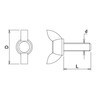 DAIDOHANT 10186460 Stainless Steel Butterfly Bolt (SUS304) (Nominal Diameter d)