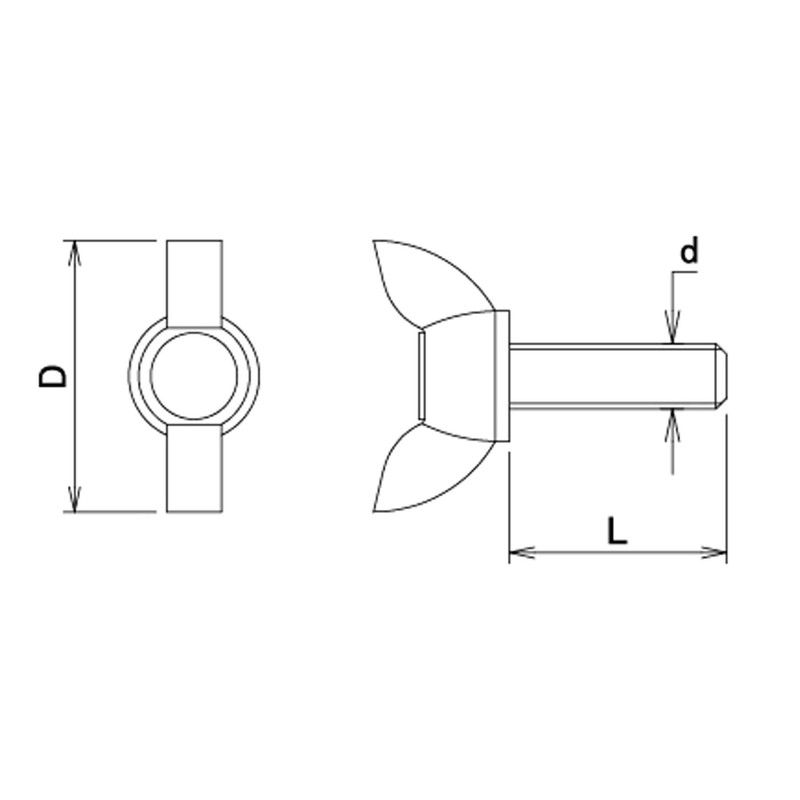 DAIDOHANT 10186460 Stainless Steel Butterfly Bolt (SUS304) (Nominal Diameter d)