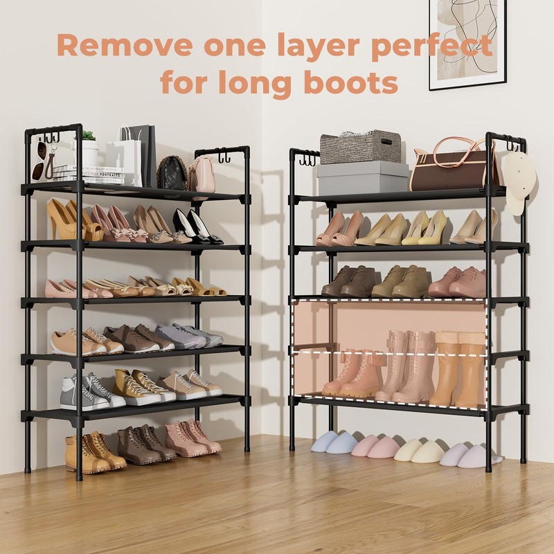 LANTEFUL 5 Tier Shoe Rack for Closet Shoe Organizer with