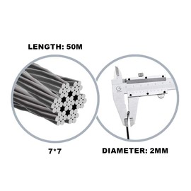 Yaegoo 1/12 Inch 164 FT Stainless Steel Cable Wire Rope, 7x7 Strand Core Wire Rope with 50pcs Aluminum Sleeves, Breaking Strength 640lb