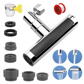 Tap Attachment Extension, 360° Rotating Waterfall Kitchen Tap, Tap Extension, ABS/Copper Tap Kitchen Attachment, Suitable for Kitchen and Bathroom (Silver)