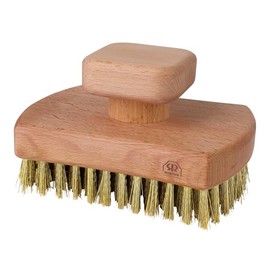 Redecker BBQ Grill Brush with Brass Wire Bristles and Knob-Style Oiled Beechwood Handle, Tough on Dirt and Grease Yet Gentle on Grates, Durable and Easy to Clean