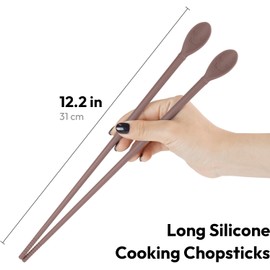 Carrotez Silicone Cooking Chopsticks, Long (12 inch) Reusable Chopsticks for Cooking, Heat Resistant, Non-Scratch, Gentle on Cookware, 1 pair - Milk Cocoa