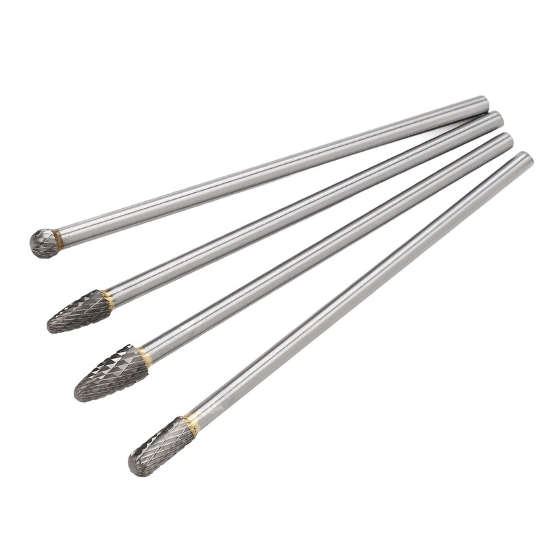 4pcs 6mm Tungsten Steel Carbide Rotary Burr Set Fits Rotary