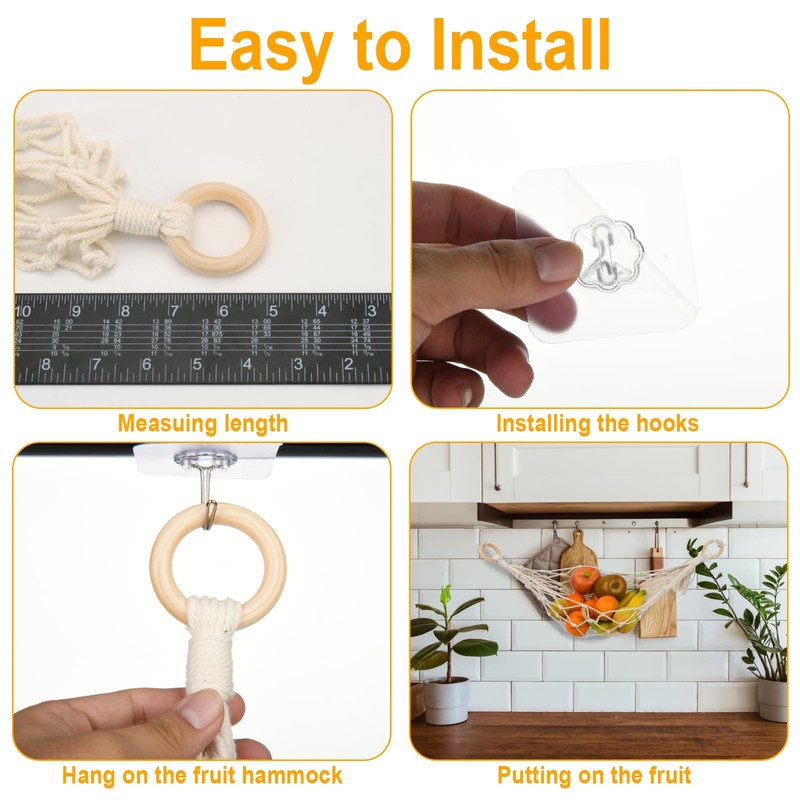 Cosmos 2 Pcs Macrame Fruit Hammock Hanging Fruit Net Under