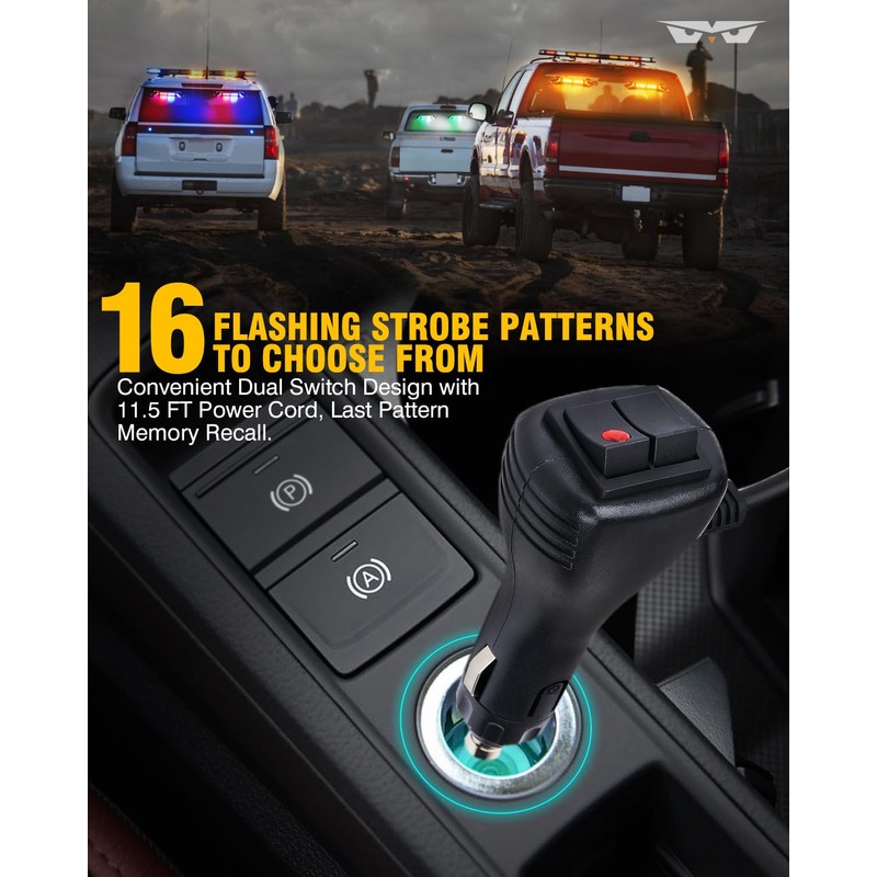 LUMENIX LED Emergency Dash Strobe Lights Aluminum, Front Windshield Visor