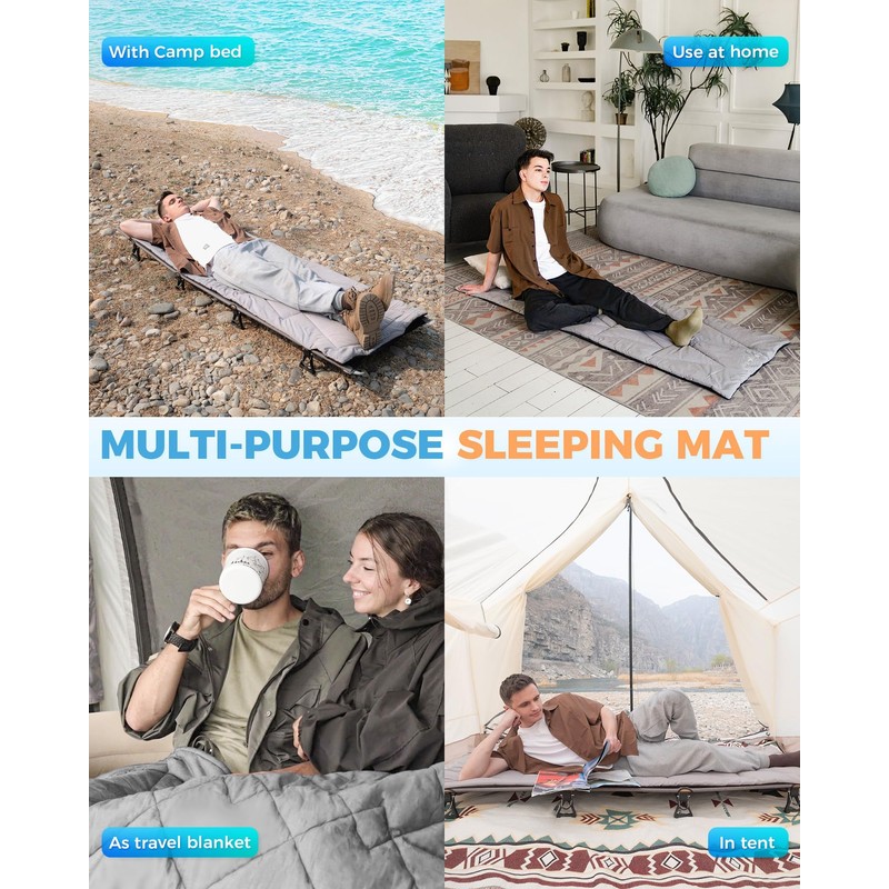 Kingcamp Cot Mattress, Soft Portable Sleeping Mat, Lightweight Non-Slip Comfortable