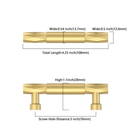 Asidrama 10 Pack 3 Inch(76mm) Brushed Gold Kitchen Cabinet Handles, Cabinet Pulls Kitchen Cabinet Hardware for Cupboard Drawer Pulls