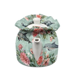 Wanzuoeng Tea Cosy Keep Warm Dolphin Floral Printed Teapot Protective Cover, Dust-proof Tea Kettle Cover for Teapots, Breakfast Pot Teapot Cover, Kitchen Accessories