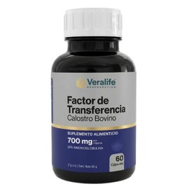 Factor de Transferencia - A Base de Calostro Bovino y 25% Inmunoglobulinas | 60 Cápsulas de 700mg | Suplemento Alimenticio para Hombres y Mujeres | Si