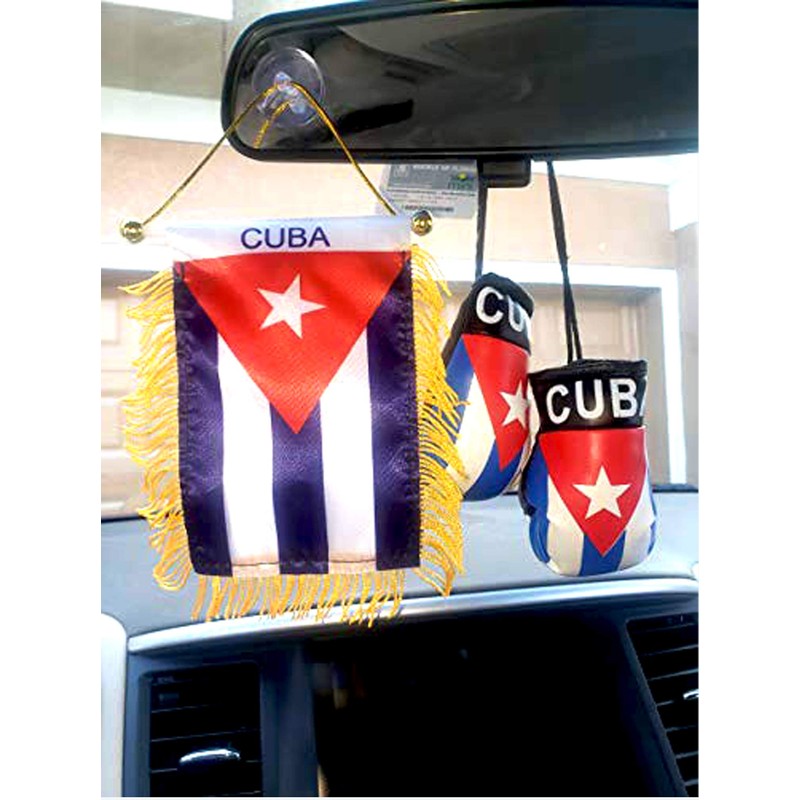Rainbow Trading Flag and Boxing Gloves Combo Car Rear-View Mirror