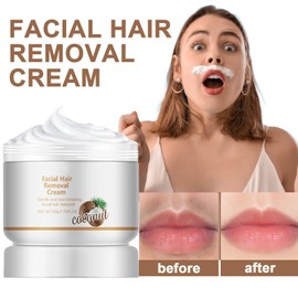 Facial Depilatory and Hair Removal Cream for Women, Coconut Facial Hair Removal Cream for Upper Lip and Chin for Face Hair Remover for Body Sensitive Skin Gentle and Non-Irritating (2PCS)