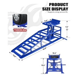 2 Pack 5T 11000lbs Hydraulic Car Ramps - Adjustable Height Low Profile Vehicle Lift Ramps for Cars, Trucks, and Trailers