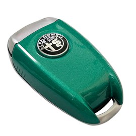 ABS Carbon Fiber Style 3D Color Black Logo Car Smart Remote Key Fob Cover Case Replace for Alfa Romeo Giulia Stelvio Tonale (Black Logo, Green A)…