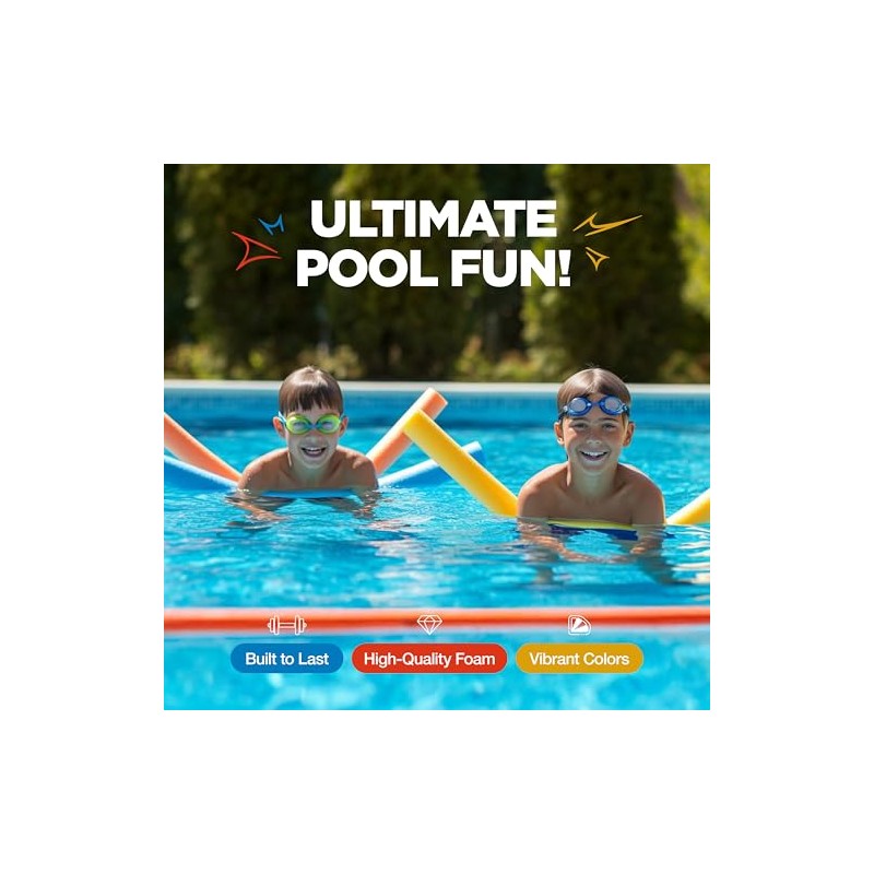 Play22 Pool Noodles Foam 6 Pack - Soft Large Red