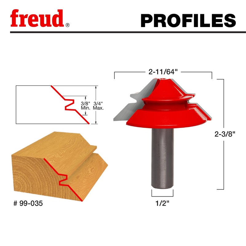 Freud 99-035: 2-11/64" (Dia.) Lock Miter Bit with 1/2" Shank