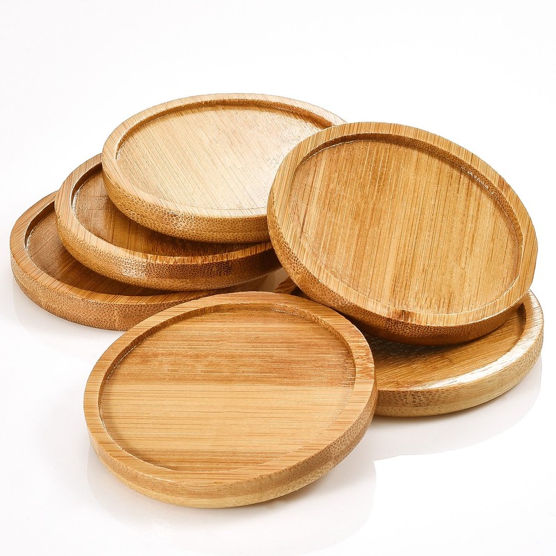 Trays 2.5 Inch Bamboo Round Plant Saucer for Most Plant