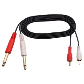 zdyCGTime Dual 6.35mm to 2 RCA Audio Cable,Gold-Plated Dual 6.35mm (1/4 inch) TS Male to 2RCA Male AUX Audio Convertor Adapter Cable,for Mic Mixer,Amplifie,etc(1.8M/1Pack)