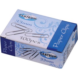 CENTRUM 33 mm Nickelled Paper Clip (Box of 100)