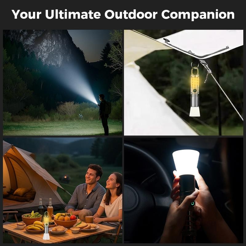 Rechargeable LED Flashlight with 360° Camping Lantern – Super Bright,