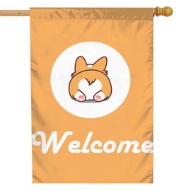 Moslion Welcome Corgi Garden Flag 28x40 Inch Cute Animal Dog Pug Puppy Ass House Lawn Flag Double Sided Banners for Home Outdoor Decoration