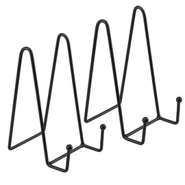 Atliberswo 2 Picture Holders, Book Stands, Plate Stands, 6 Inches, Suitable for Picture Frames, Plates, Books and Photos, Metal Frame Holder Height 15.5 cm (Black)