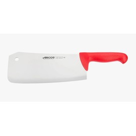 Arcos Butcher Knife 9 inch Nitrum Stainless Steel. Cleaver Knife. Polypropylene Red Handle. Color Identification System for Prolonged and Heavy Use. 2900 Series. Color Red.