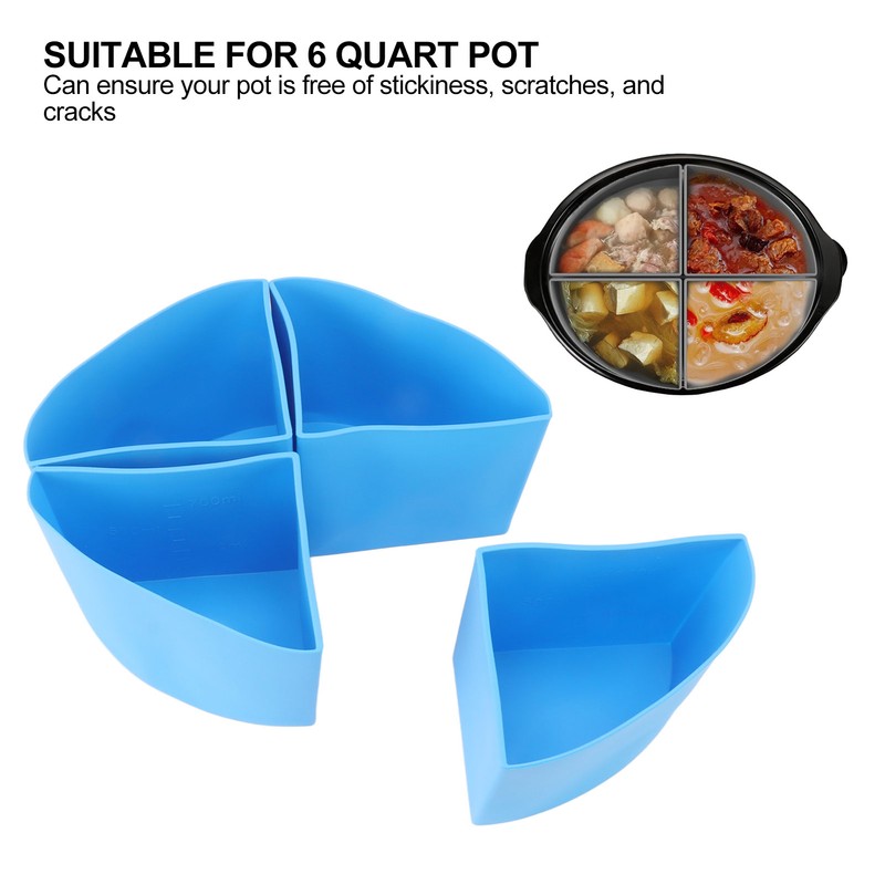 Slow Cooker Divider Liner 4 in 1 Silicone Reusable Leakproof