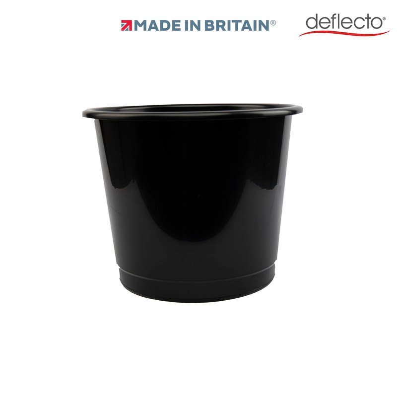 Deflecto CP025YTBLK 14 Litre Plastic Waste Bin - Black