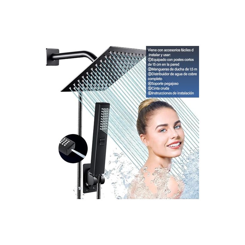 HAWOO Regaderas para Baño, 8" Cabeza de Ducha de Lluvia