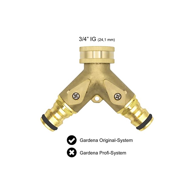 VARIOSAN 13149 Push-fit Y-Splitter with Stopcocks 3/4 Inch Brass Blank