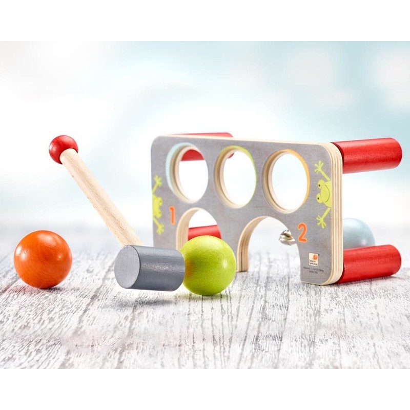 Selecta 62060 Wooden Knock Bench Multi-Coloured 22 cm